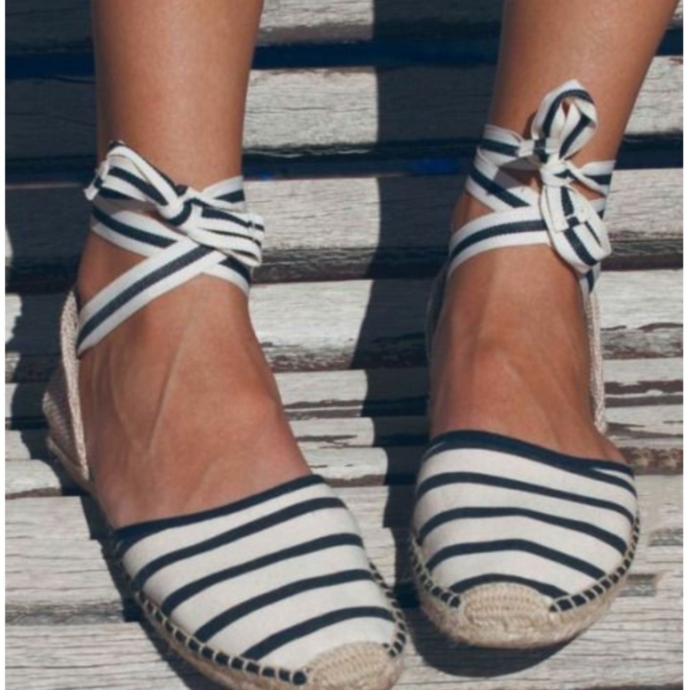 SOLUDOS STRIPED LACE UP FLAT